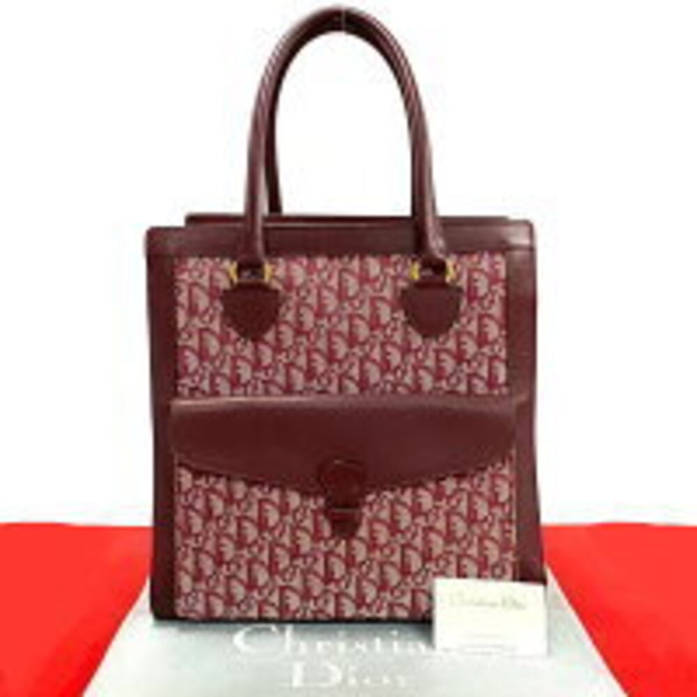 Christian Dior Trotter canvas leather tote bag Bordeaux